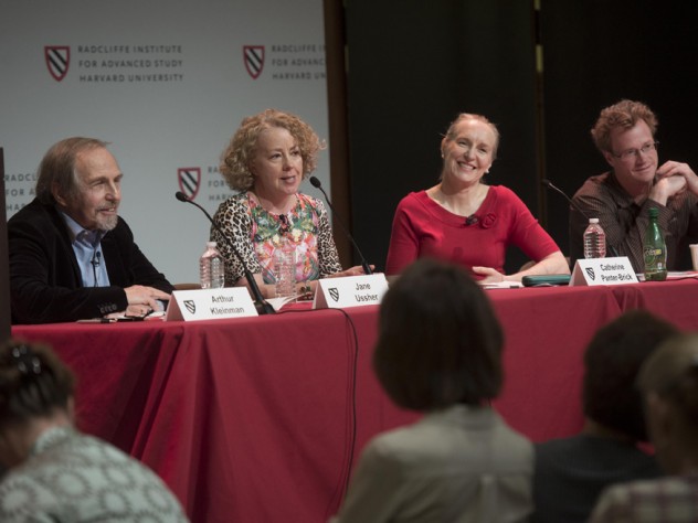 Photograph by Tony Rinaldo/Radcliffe Institute for Advanced Study The panel "Defining Health: How Do Health and Disease Get Defined in Societies?" featured (left to right) Arthur Kleinman, Jane Ussher, Catherine Panter-Brick of Yale, and Nate Greenslit.