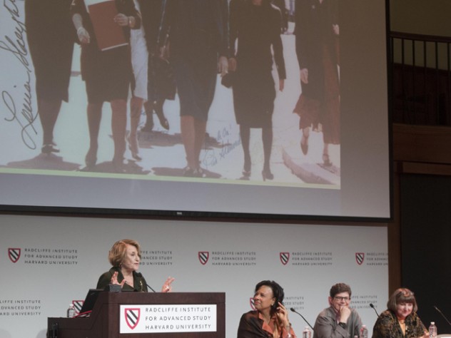 Louise Slaughter makes a point during the panel "Policy and Access to Care: Gender Gaps and Opportunities in the United States." At right are Paula A. Johnson of Harvard Medical School, Ruth J. Katz, and Julie Rovner.