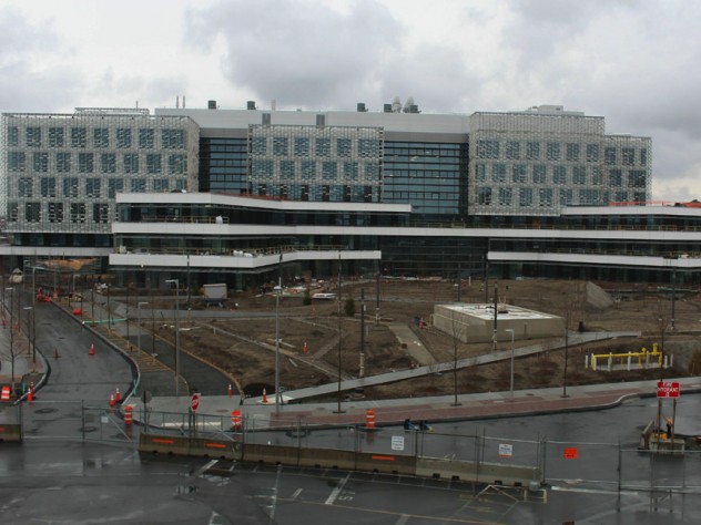 Photograph, Allston science and engineering complex with construction halted, April 9, 2020