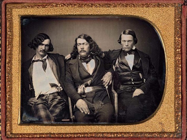 Circa 1853 photograph of Lawman Captain Harry Love and two of his California Rangers, the state's first law-enforcement agency