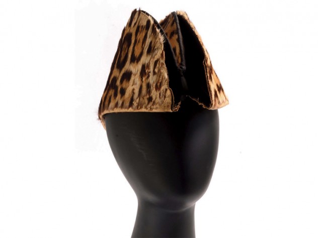 a hat made of jaguar pelt