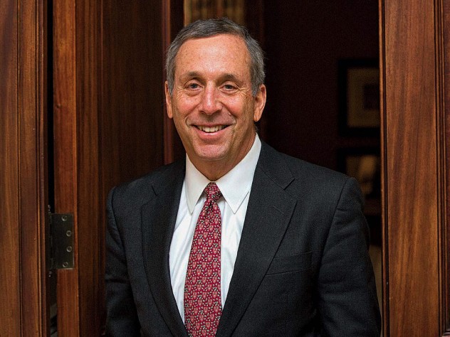 Photographic portrait of Harvard President Lawrence S. Bacow