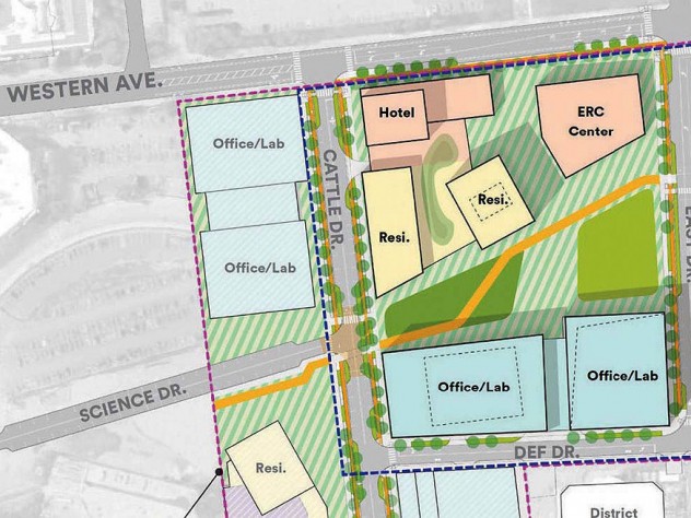 Project plan showing first and proposed second phases of Enterprise Research Campus development in Allston
