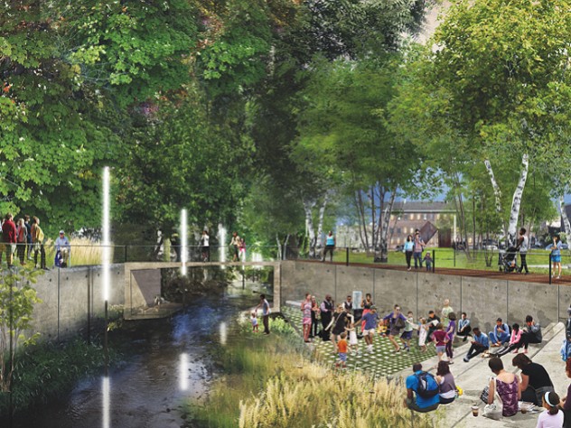 A rendering of MASS Design’s proposal to reclaim the waterfront and renew Poughkeepsie’s center