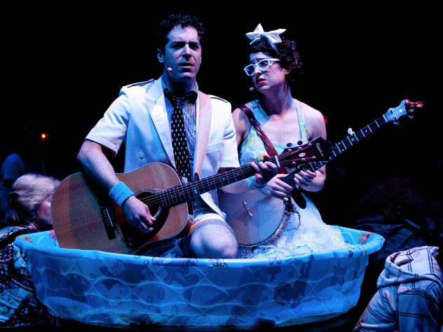 Zeke Sulkes (Frederic) and Christine Stulik (Mabel) in the kiddie pool. 
