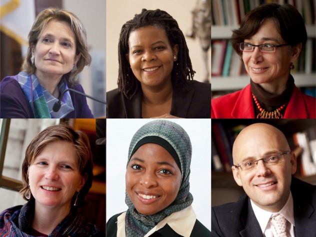 Jon Chase/HPAC, Kris Snibbe/HPAC, and Kathleen Dooher/Courtesy of Radcliffe Institute for Advanced Study. Bottom row from left: Rose Lincoln/HPAC, Courtesy of Intisar A. Rabb, and Stephanie Mitchell/HPAC Mary Lewis, Intisar A. Rabb, Daniel Ziblatt