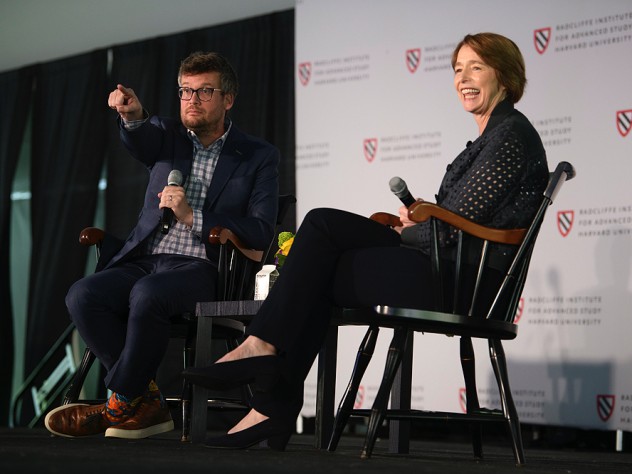 Novelist John Green joins Radcliffe medalist Ophelia Dahl on stage to discuss Partners in Health Novelist John Green joins Radcliffe medalist Ophelia Dahl on stage to discuss Partners in Health
