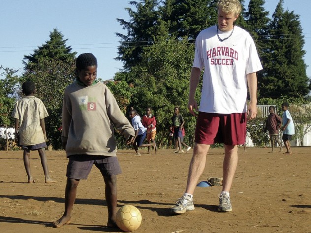 Varsity midfielder Adam Rousmaniere ’10 also volunteered with the program last summer, in Malawi.