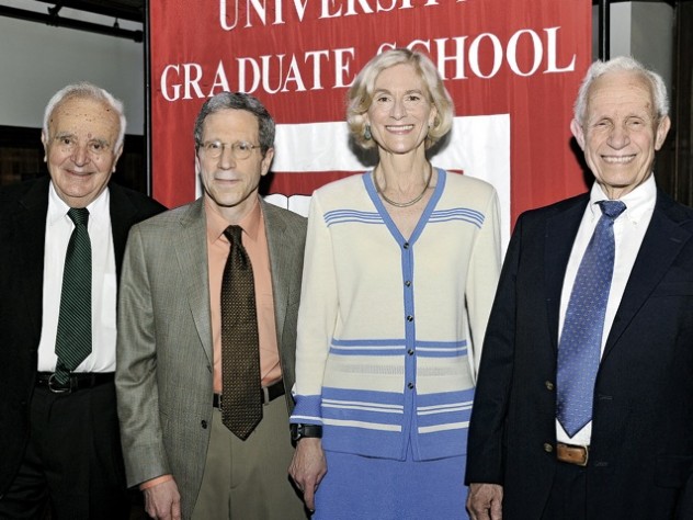 The 2010 honorands are (from left) Stephen Fischer-Galati, Eric Maskin, Martha Nussbaum, and David Bevington.