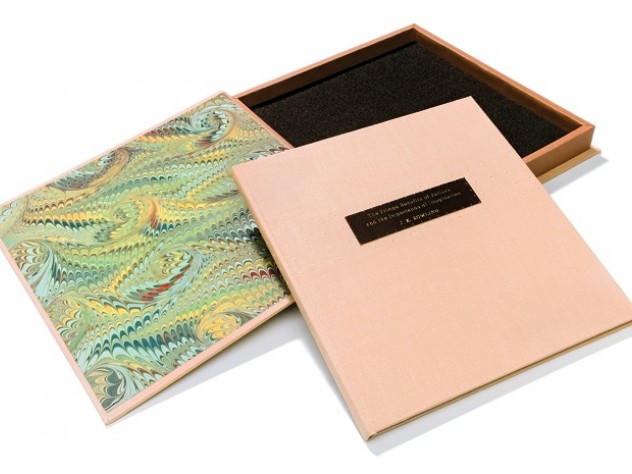 Stephen Wisbauer This special edition of J.K. Rowling’s Commencement address, with wooden case and hand-embossed Braille (below), was crafted by Francie Randolph (left).