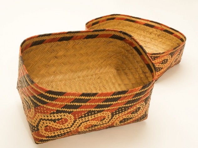 Jim Harrison The interior of the "Alligator Guts" patterned basket, displaying the intricate double-weave technique that produces a basket in two continuous layers of cane, one inside the other