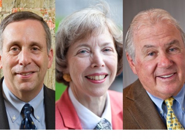 From left to right: Lawrence S. Bacow, Susan L. Graham, and Joseph J. O'Donnell