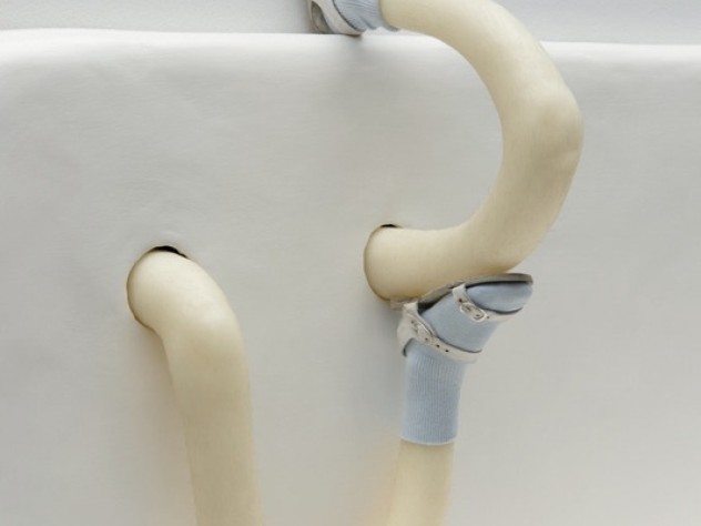 Art work © Robert Gober / Courtesy Matthew Marks Gallery; Robert Gober, <i>Untitled,</i> and details, 2009-2010, Plaster, beeswax, human hair, cotton, leather, aluminum pull tabs, enamel paint, 49 3/4 x 65 x 29 inches, 126 x 165 x 74 cm, Photographer: Ron Amstutz
