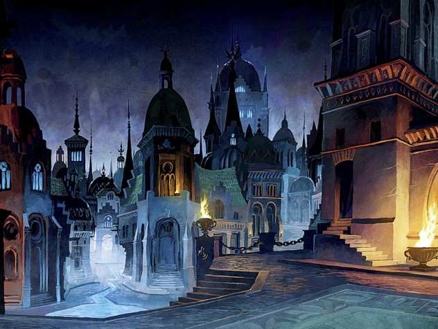 Duquette’s <i>Almain City at Night </i>is a digital painting for 38 Studios’ Project Copernicus. 