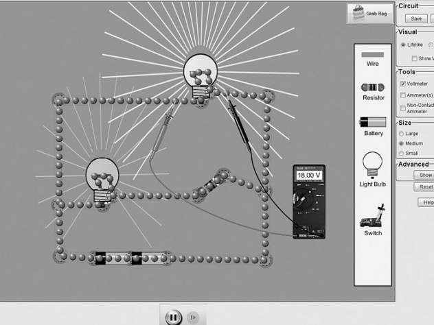 A screen shot from one of PhET’s most popular simulations, the Circuit Construction Kit