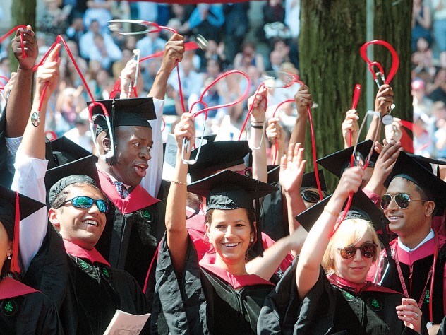 Photograph by Jim Harrison Brand-new doctors (from left) Sheena Chew, Sagar Anil Patel, Benedict Uchenna Nwachukwu (also M.B.A. ’13), Stephanie Marie Cantú, Emily Morell Balkin, Sidharth Venkata Puram (also Ph.D. ’11), and Kristine Marie Specht