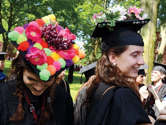 Photograph by Jim Harrsion Seniors Charlotte Annie Lieberman and Zoe Tucker stood out among their more sedate fellows.