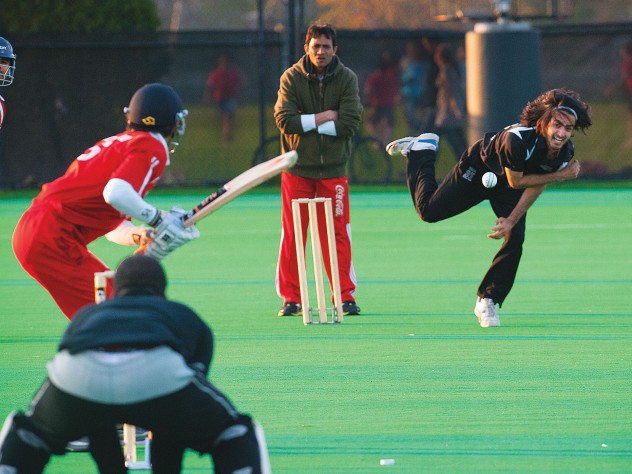 A bowler delivers.