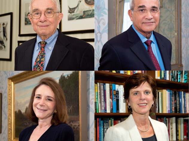 Clockwise from top left: Everett Mendelsohn, Arnold Rampersad, Louise Richardson, and Sherry Turkle 