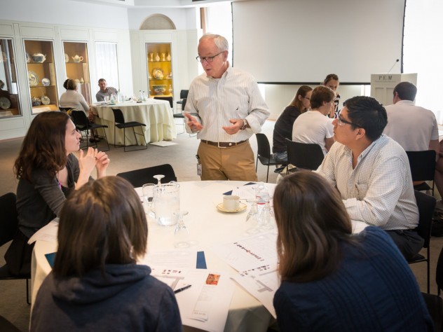 Photograph by Walter Silver/Courtesy of the Peabody Essex Museum PEM exhibition project manager Kurt Weidman mentors a team of SHARP fellows during an exhibition design activity. In addition to being involved in their particular humanistic research projects, SHARP fellows come together for field trips and guest-speaker events sponsored by the program's staff.