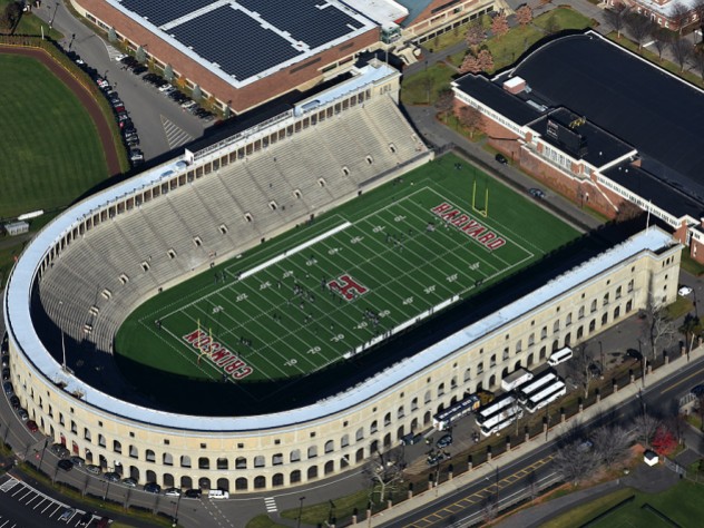 Aerial photograph of Harvard Stadium