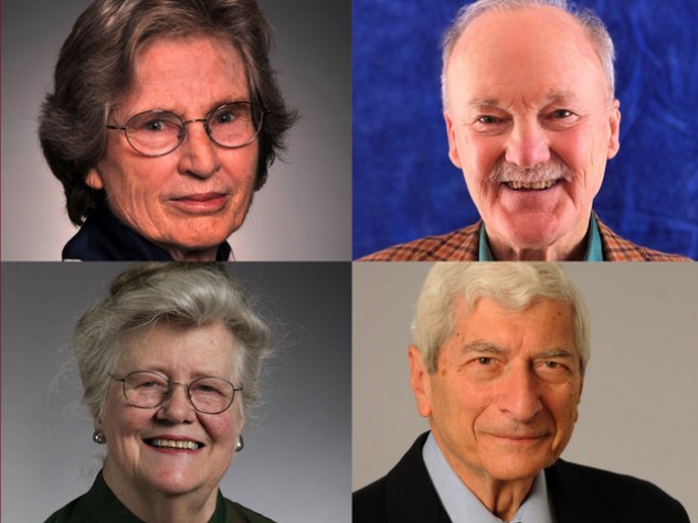 Head shots of the four Centennial Medalists: Lotte Bailyn, John Hutchinson, Marvin Kalb, and Margaret McIntosh