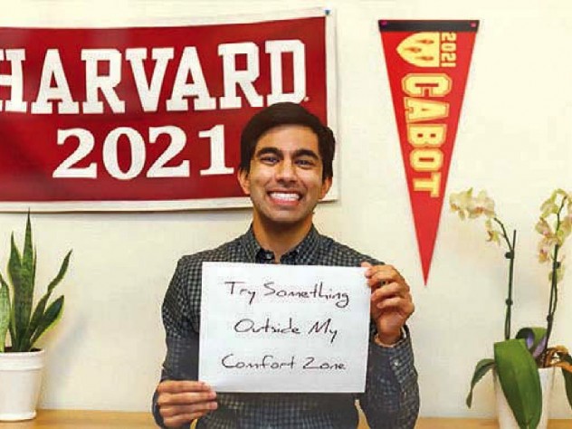 Screen shot of student at home celebrating academic year 2020-2021
