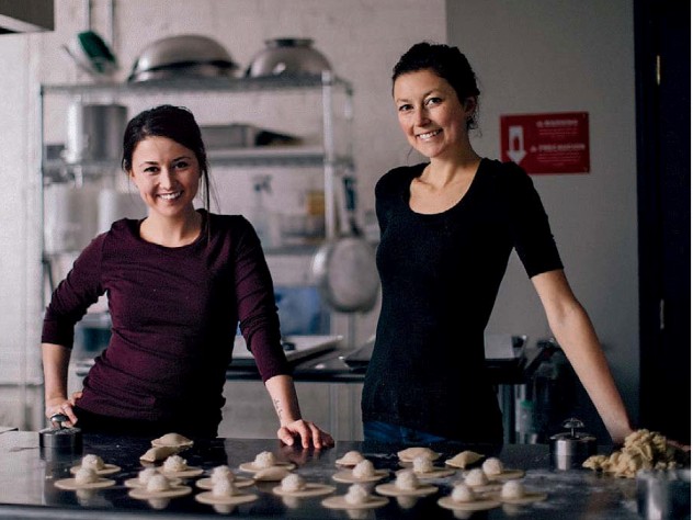 Sisters Vanessa and Casey White in the kitchen of their company, Jaju Pierogi