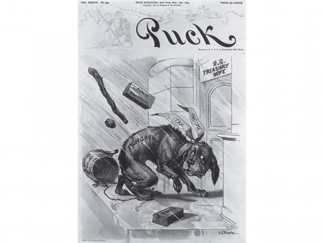 <i>Puck<i> magazine cartoon from 1895 lampooning the income tax