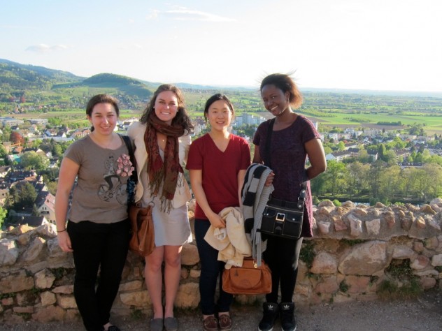 Photo courtesy of the Harvard College Europe Program Sasha Mironov ’13, Colby Wilkason ’13, Esther Lee ’13, and Rose Nyameke ’14, members of the inaugural Harvard College Europe Program class, at Staufen, a town near Freiburg, Germany