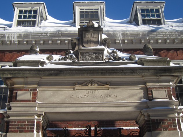 Photograph by Blair Kamin, 2013 Nieman Fellow Harvard’s Dexter Gate, best known for its “Enter To Grow in Wisdom” motto, is frosted with snow after the Blizzard of 2013.