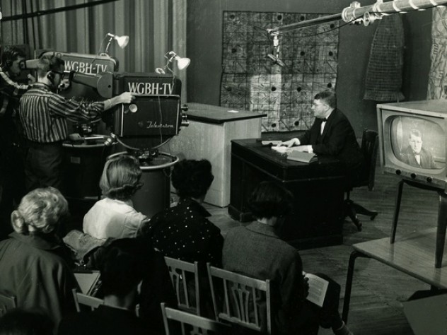 Courtesy of Harvard News Office Professor J.O. Brew teaching “Primitive Technology,” the first presentation of the Commission on Extension Courses to be telecast by WGBH, during 1956-1957.