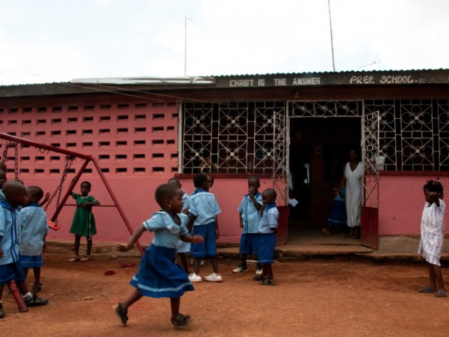 Photograph by Sara Joe Wolansky Anthony Kwasi Nyarku, a retired schoolteacher, founded Christ is the Answer Preparatory School in 1997. After retiring to his home village, Adansi-Dompoase, his wife encouraged him to found a school, but he resisted until he had a dream in which his brother showed him the plot of land on which Christ is the Answer would eventually be built. Anthony took this as a sign and began. His school began with four students and now serves about 180.