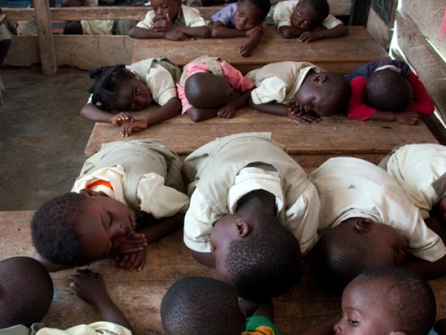 Photograph by Sara Joe Wolansky Children enjoy their naptime inside the kindergarten 1 and 2 classroom of Salomey Kortsu at Desmercy School.