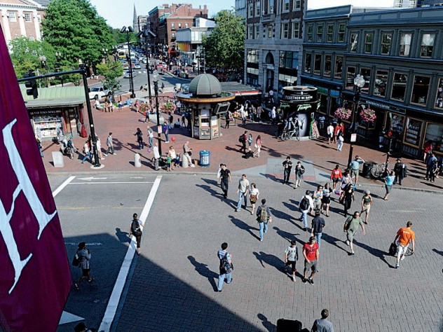 A veritable bird’s-eye view of Square and the restored 1912 subway headhouse, home to Out of Town News