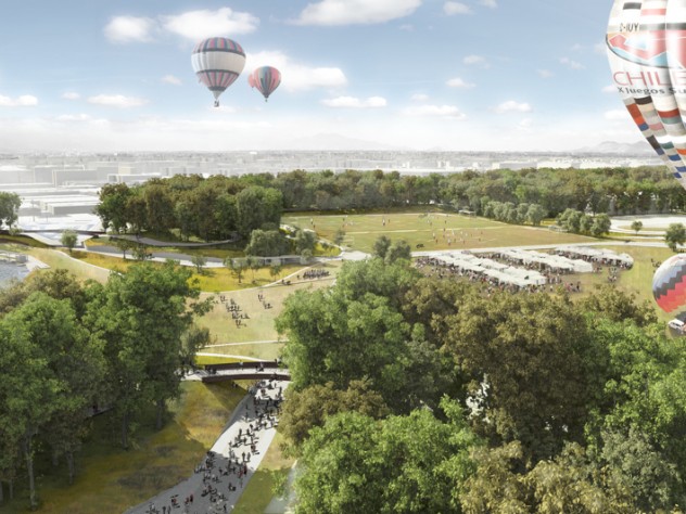 Photo courtesy of Daniel Ibañez, Rodrigo Rubio and Tom Folch A design for an urban park in in Santiago, Chile, by Daniel Ibañez, M.Des.S. ’12, who won second place in the International Landscape Competition for this “Parque de la Ciudadania.”
