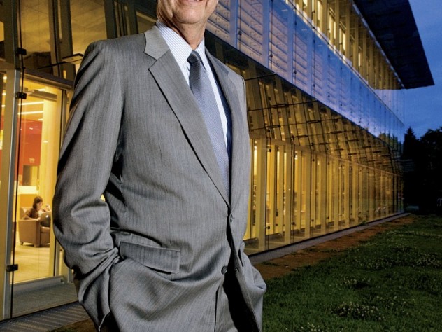 Photograph by Jim Harrison William Rawn in front of the Cambridge Public Library’s new main building, which opened in 2009
