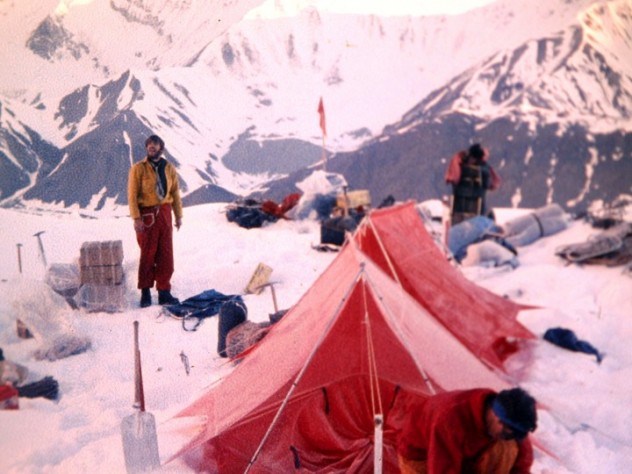 Photo courtesy of John Graham Hank Abrons and Rick Millikan at Camp Two on July 1, altitude 7,100 feet