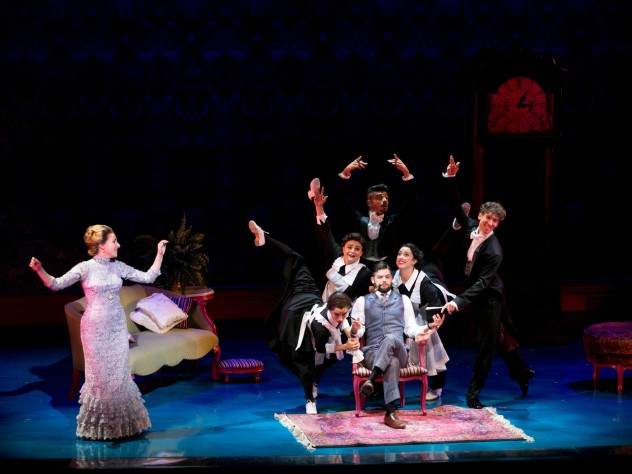 Photograph by Evgenia Eliseeva/ART Mary Barrie (Jeanna DeWaal, left) is the society-minded wife of playwright James Matthew Barrie (Jeremy Jordan)