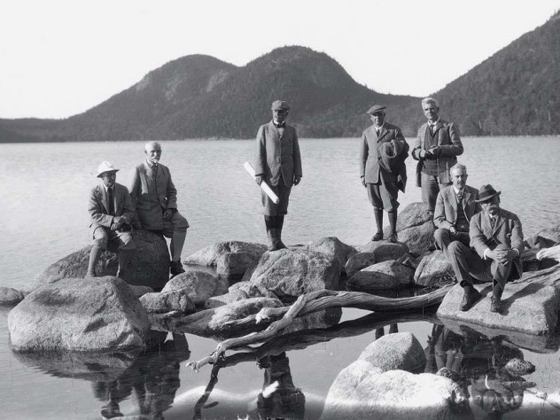 Dorr (at far right) at Jordan Pond with the Path Committee in 1923
