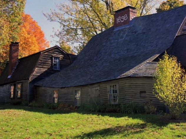 Photo of the colonial-era Fairbanks House in Dedham, Massachusetts