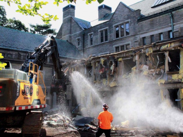 Photograph, demolition at Harvard Divinity School’s Andover Hall