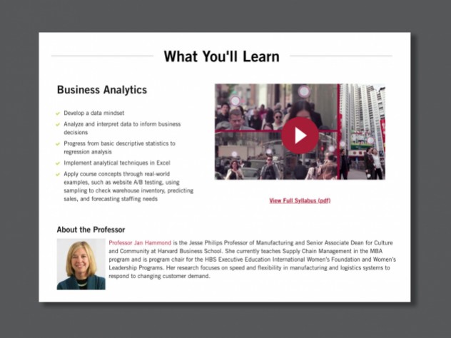 Screenshot from the Harvard Business School Online website