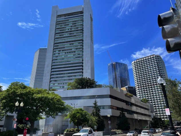 Photo of Boston Federal Reserve Building, where Harvard Management Company offices are located