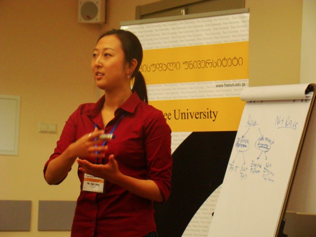 Photograph courtesy of the International Spark Program Instructor Sujin Jang leads a case study discussion at ISS 2012.