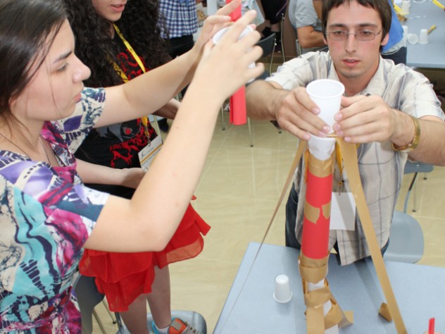 Photograph courtesy of the International Spark Program Students participate in team-building activities to experience and explore first-hand the dynamics of group interactions.