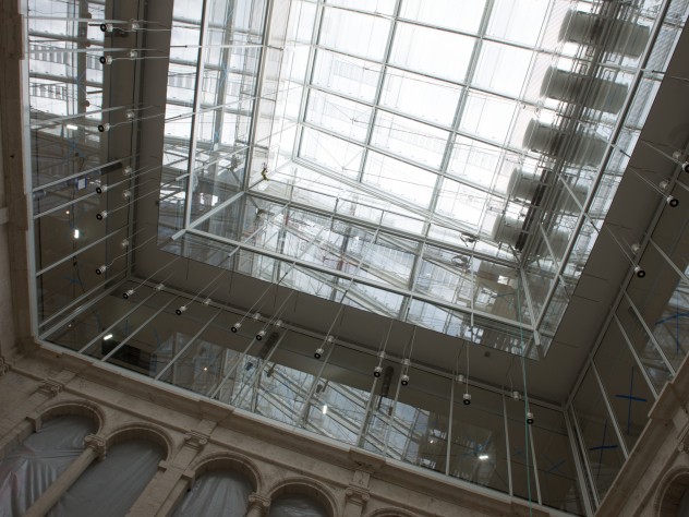 Photograph by Jim Harrison The centerpiece of the new museum is the fifth-story glass lantern that allows light to flow all the way down to the first-floor courtyard.