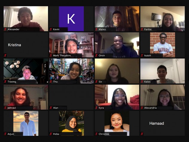 Group of people attending a virtual meeting