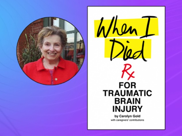 Photo of Carolyn Gold and the cover of her book, When I Died