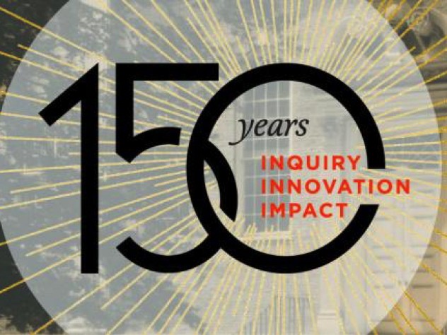 GSAS 150 year anniversary logo Logo that reads, "150 Years, Inquiry, Innovation, Impact"